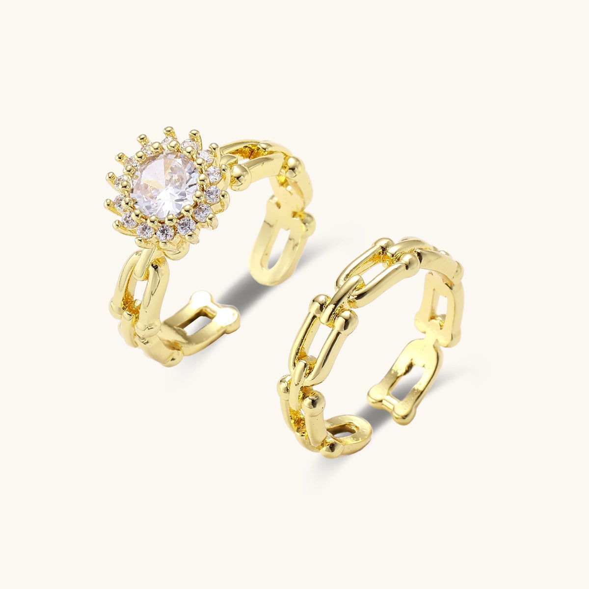 Duo de Bagues Chaîne Golden Hour | FJORÉ