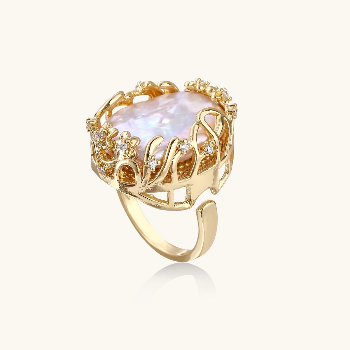 Bague Couronne Perle Baroque | FJORÉ